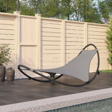 vidaXL szürke acélvázas és textilén szövet hintázó napozóágy kerékkel kerti bútor