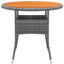 vidaXL szürke akácfa és polyrattan kerti asztal Ø80 x 75 cm (310609) kerti bútor