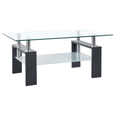 vidaXL szürke-átlátszó edzett üveg dohányzóasztal 95 x 55 x 40 cm bútor