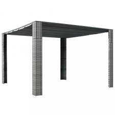 vidaXL Szürke és antracit polyrattan pavilon tetővel 300x300x200 cm kerti bútor
