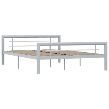 vidaXL szürke és fehér fém ágykeret 160 x 200 cm (284560) ágy és ágykellék