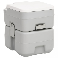vidaXL szürke és fehér HDPE hordozható kemping WC 20+10 L kemping felszerelés