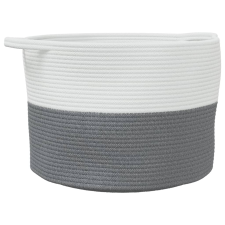 vidaXL szürke és fehér pamut szennyeskosár Ø55 x 36 cm (358469) bútor