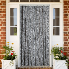 vidaXL Szürke és fekete és fehér zsenília rovarfüggöny 100 x 230 cm szúnyogháló