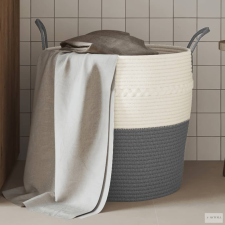 vidaXL Szürke-fehér pamut tárolókosár Ø43 x 38 cm bútor