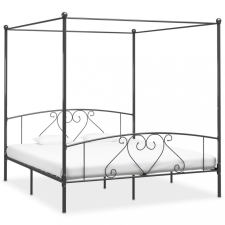 vidaXL Szürke fém baldachinos ágykeret 200 x 200 cm ágy és ágykellék