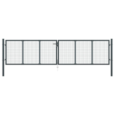 vidaXL Szürke horganyzott acél rácsos kertkapu 400 x 125 cm kerti bútor