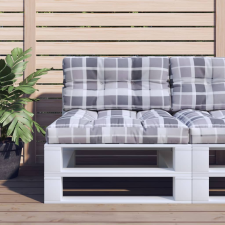 vidaXL Szürke kockás szövet raklappárna 70 x 40 x 12 cm lakástextília