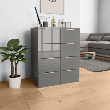 vidaXL szürke magasfényű forgácslap tálalószekrény 60 x 35 x 76 cm bútor