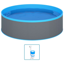 vidaXL Szürke merülőmedence felfüggeszthető szkimmerrel és szivattyúval 350 x 90 cm medence kiegészítő