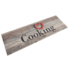 vidaXL Szürke mosható cooking feliratos bársony konyhaszőnyeg 60x180cm lakástextília