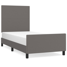 vidaXL szürke műbőr ágykeret fejtámlával 90 x 200 cm (3125431) ágy és ágykellék