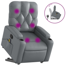 vidaXL szürke műbőr dönthető masszázs- és állófotel (3204782) masszázsfotel
