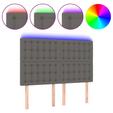 vidaXL szürke műbőr LED-es fejtámla 144x5x118/128 cm (3122518) ágy és ágykellék