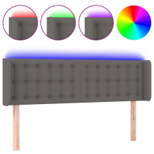 vidaXL szürke műbőr LED-es fejtámla szárnyakkal 147x16x78/88 cm (3123330) ágy és ágykellék