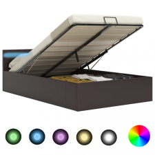 vidaXL Szürke műbőr LED-es hidraulikus ágykeret 180 x 200 cm ágy és ágykellék