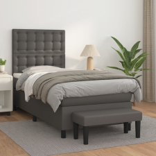 vidaXL szürke műbőr rugós ágy matraccal 90 x 200 cm ágy és ágykellék