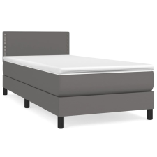 vidaXL szürke műbőr rugós ágy matraccal 90 x 200 cm (3141045) ágy és ágykellék