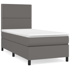 vidaXL szürke műbőr rugós ágy matraccal 90 x 200 cm (3142765) ágy és ágykellék