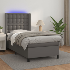 vidaXL szürke műbőr rugós ágy matraccal és LED-del 100x200 cm ágy és ágykellék