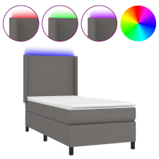 vidaXL szürke műbőr rugós ágy matraccal és LED-del 100x200 cm (3139251) ágy és ágykellék