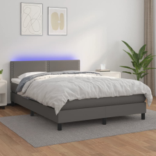 vidaXL szürke műbőr rugós ágy matraccal és LED-del 140x190 cm ágy és ágykellék