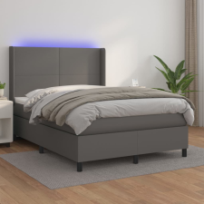 vidaXL szürke műbőr rugós ágy matraccal és LED-del 140x190 cm ágy és ágykellék