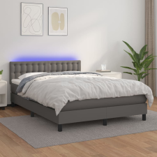 vidaXL szürke műbőr rugós ágy matraccal és LED-del 140x200 cm ágy és ágykellék