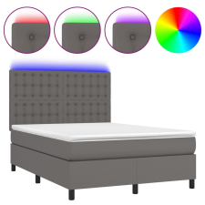 vidaXL szürke műbőr rugós ágy matraccal és LED-del 140x200 cm (3135949) ágy és ágykellék