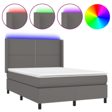 vidaXL szürke műbőr rugós ágy matraccal és LED-del 140x200 cm (3139329) ágy és ágykellék