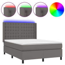 vidaXL szürke műbőr rugós ágy matraccal és LED-del 140x200 cm (3139389) ágy és ágykellék