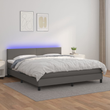 vidaXL szürke műbőr rugós ágy matraccal és LED-del 160x200 cm ágy és ágykellék