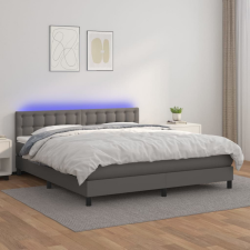 vidaXL szürke műbőr rugós ágy matraccal és LED-del 180x200 cm ágy és ágykellék