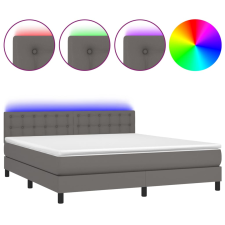 vidaXL szürke műbőr rugós ágy matraccal és LED-del 180x200 cm (3134241) ágy és ágykellék