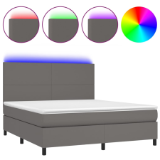vidaXL szürke műbőr rugós ágy matraccal és LED-del 180x200 cm (3135841) ágy és ágykellék