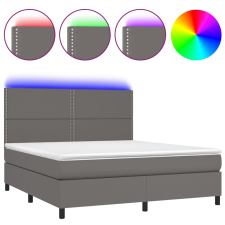vidaXL szürke műbőr rugós ágy matraccal és LED-del 180x200 cm (3135901) ágy és ágykellék