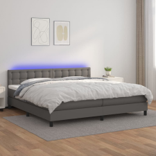 vidaXL szürke műbőr rugós ágy matraccal és LED-del 200x200 cm ágy és ágykellék