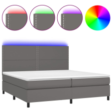 vidaXL szürke műbőr rugós ágy matraccal és LED-del 200x200 cm ágy és ágykellék