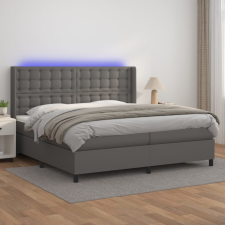 vidaXL szürke műbőr rugós ágy matraccal és LED-del 200x200 cm ágy és ágykellék
