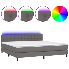 vidaXL szürke műbőr rugós ágy matraccal és LED-del 200x200 cm (3134247) ágy és ágykellék