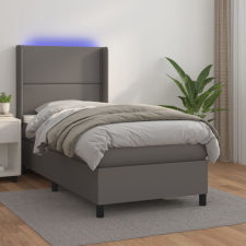 vidaXL szürke műbőr rugós ágy matraccal és LED-del 90x200 cm ágy és ágykellék
