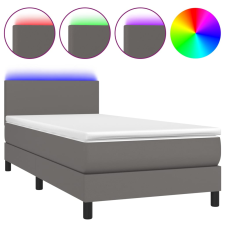 vidaXL szürke műbőr rugós ágy matraccal és LED-del 90x200 cm (3134085) ágy és ágykellék