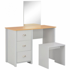 vidaXL Szürke öltözőasztal tükörrel és ülőkével 104 x 45 x 131 cm kerti bútor