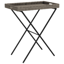 vidaXL szürke összecsukható polyrattan tálcaasztal 65 x 40 x 75 cm (365129) kerti bútor