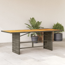 vidaXL szürke polyrattan akácfa lapos kerti asztal 190 x 80 x 74 cm kerti bútor