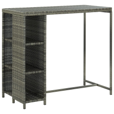 vidaXL szürke polyrattan bárasztal tárolópolccal 120 x 60 x 110 cm bútor