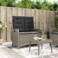 vidaXL szürke polyrattan dönthető kerti pad párnával kerti bútor