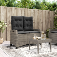 vidaXL szürke polyrattan dönthető kerti pad párnával kerti bútor