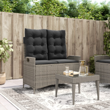 vidaXL szürke polyrattan dönthető kerti pad párnával kerti bútor