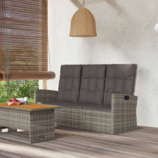 vidaXL szürke polyrattan dönthető kerti pad párnával 173 cm kerti bútor